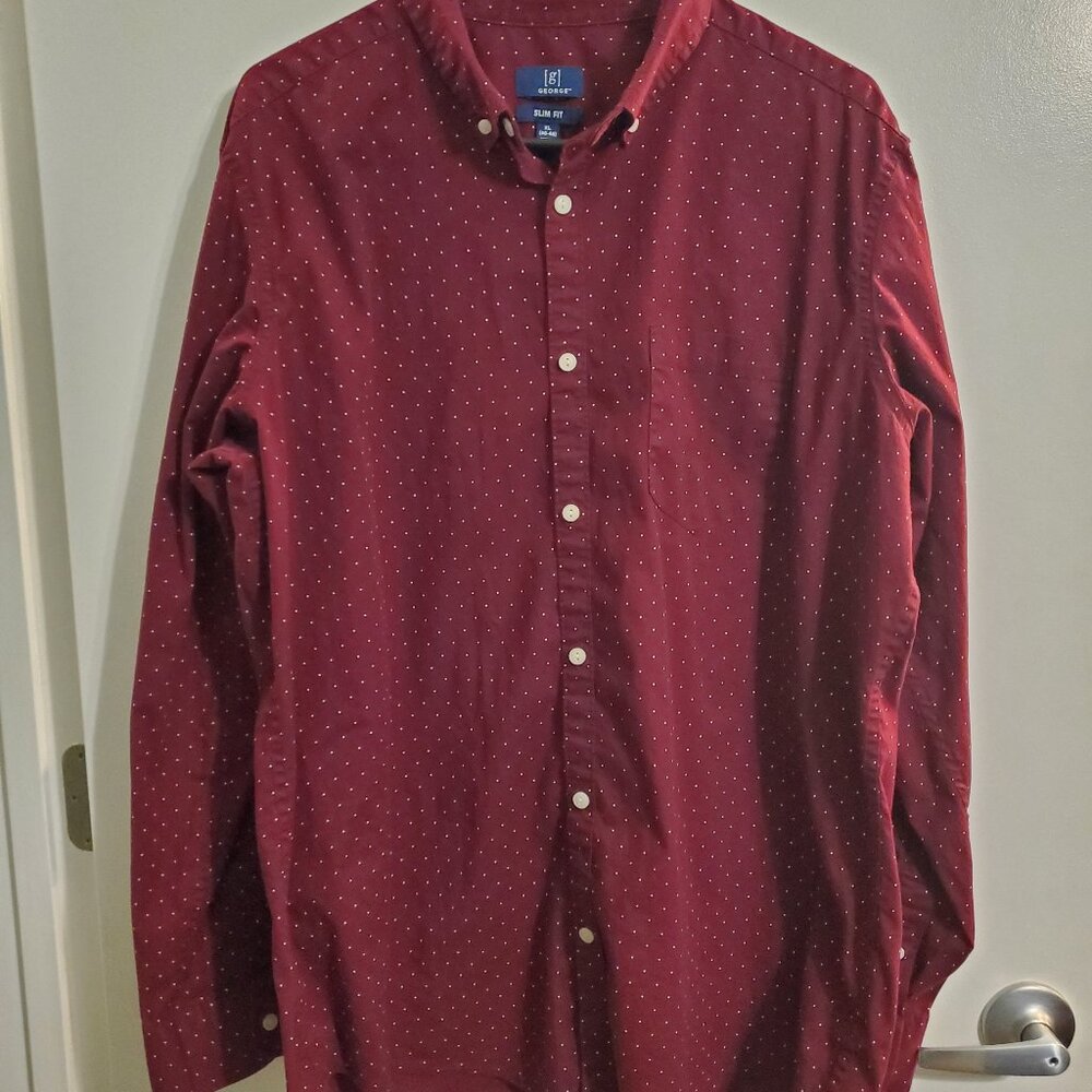 Burgundy Button Down- George XL Slim Fit